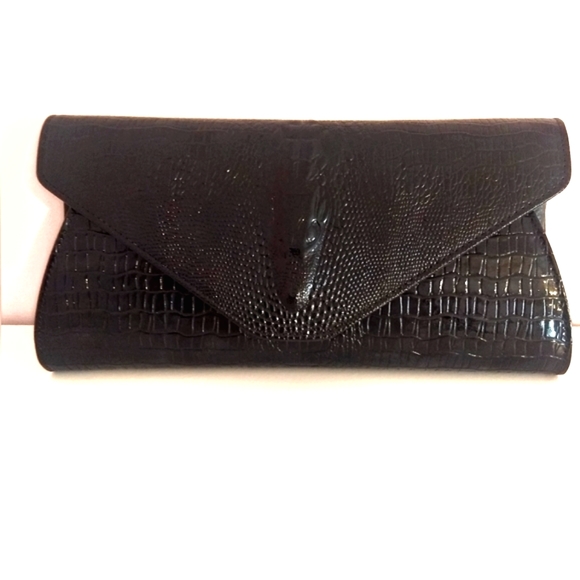 NWT Faux Croc Black Patent 3 in 1 Clutch - Picture 1 of 13